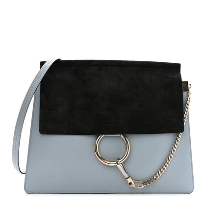 Chloe Calfskin Suede Medium Faye Shoulder Bag Fresh Blue Green 1 of 11