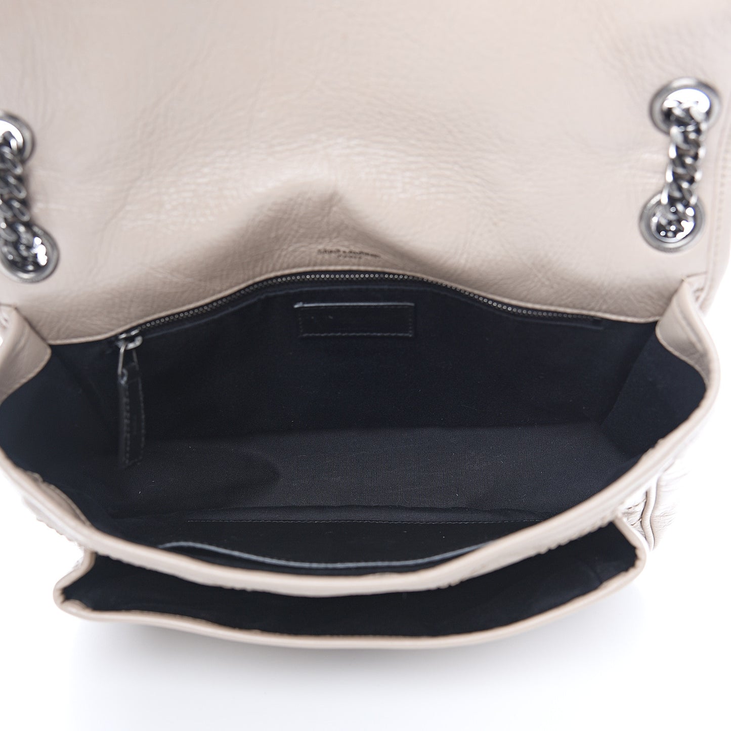 Crinkled Calfskin Matelasse Monogram Medium Niki Chain Satchel Light Natural