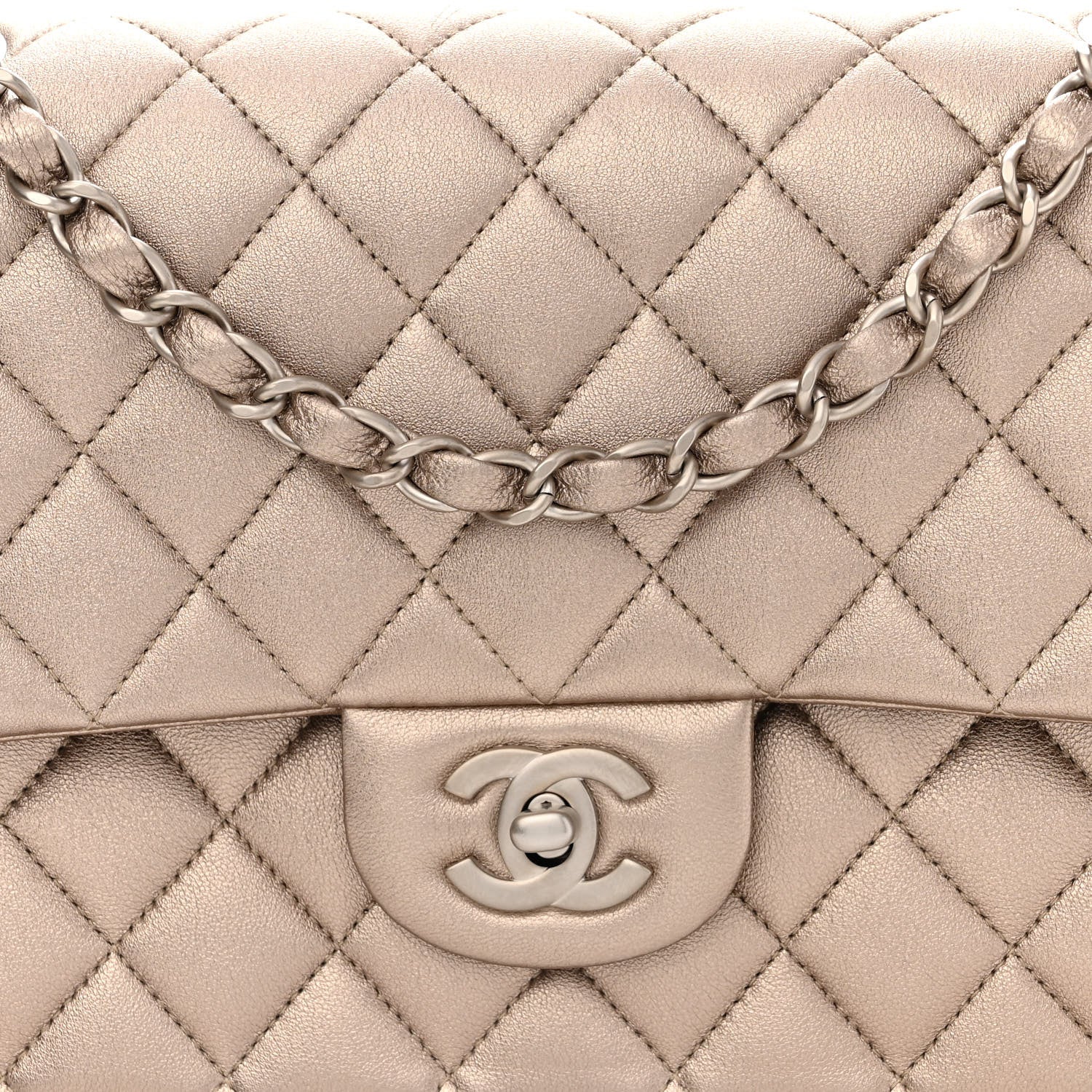 Chanel Metallic Lambskin Quilted Medium Double Flap Gold 7 of 11