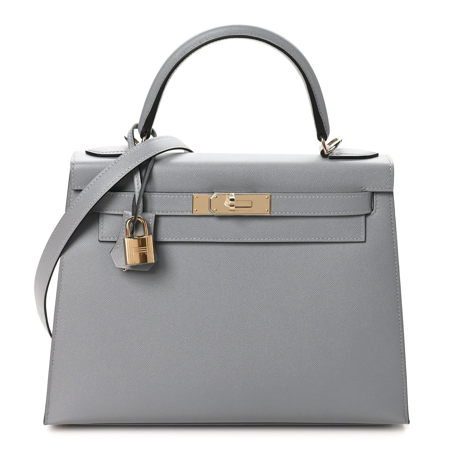 Madame Calfskin Kelly Sellier 28 Gris Pantin