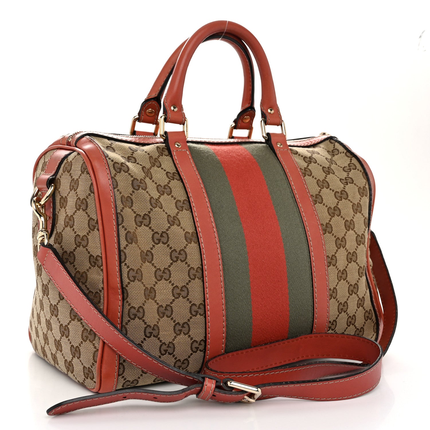 Gucci Monogram Vintage Web Medium Boston Pink 3 of 13