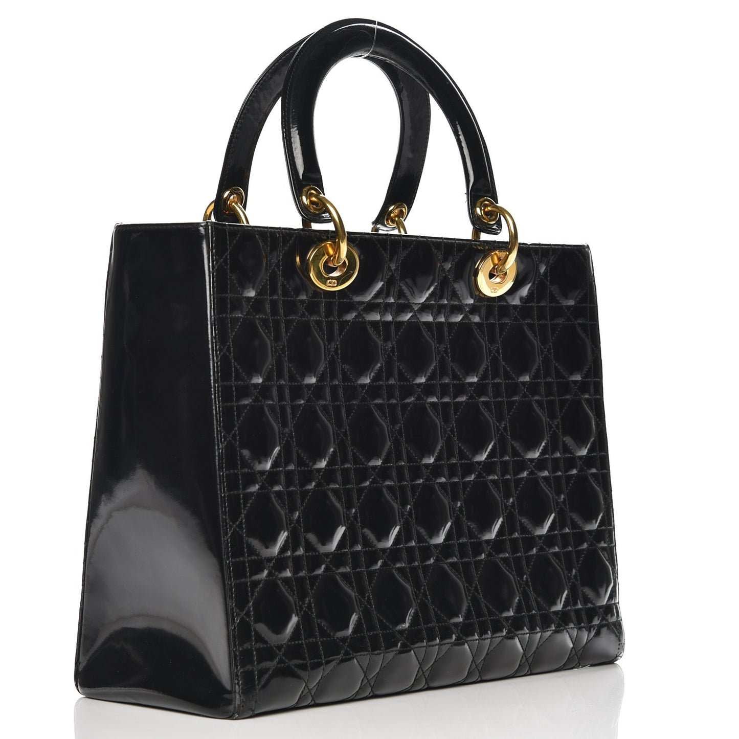 Vintage Patent Cannage Large Lady Dior Black