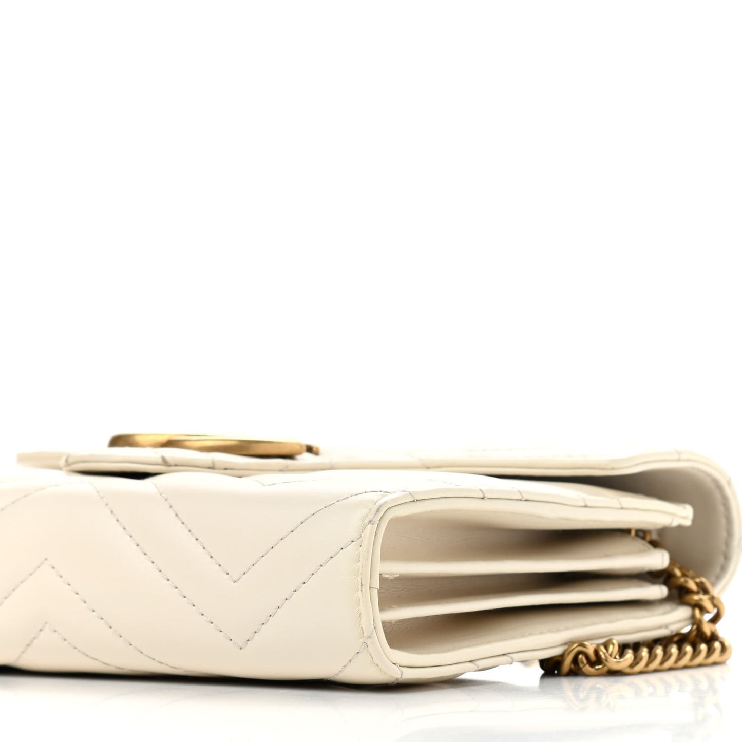 Calfskin Matelasse GG Marmont Chain Wallet Mystic White
