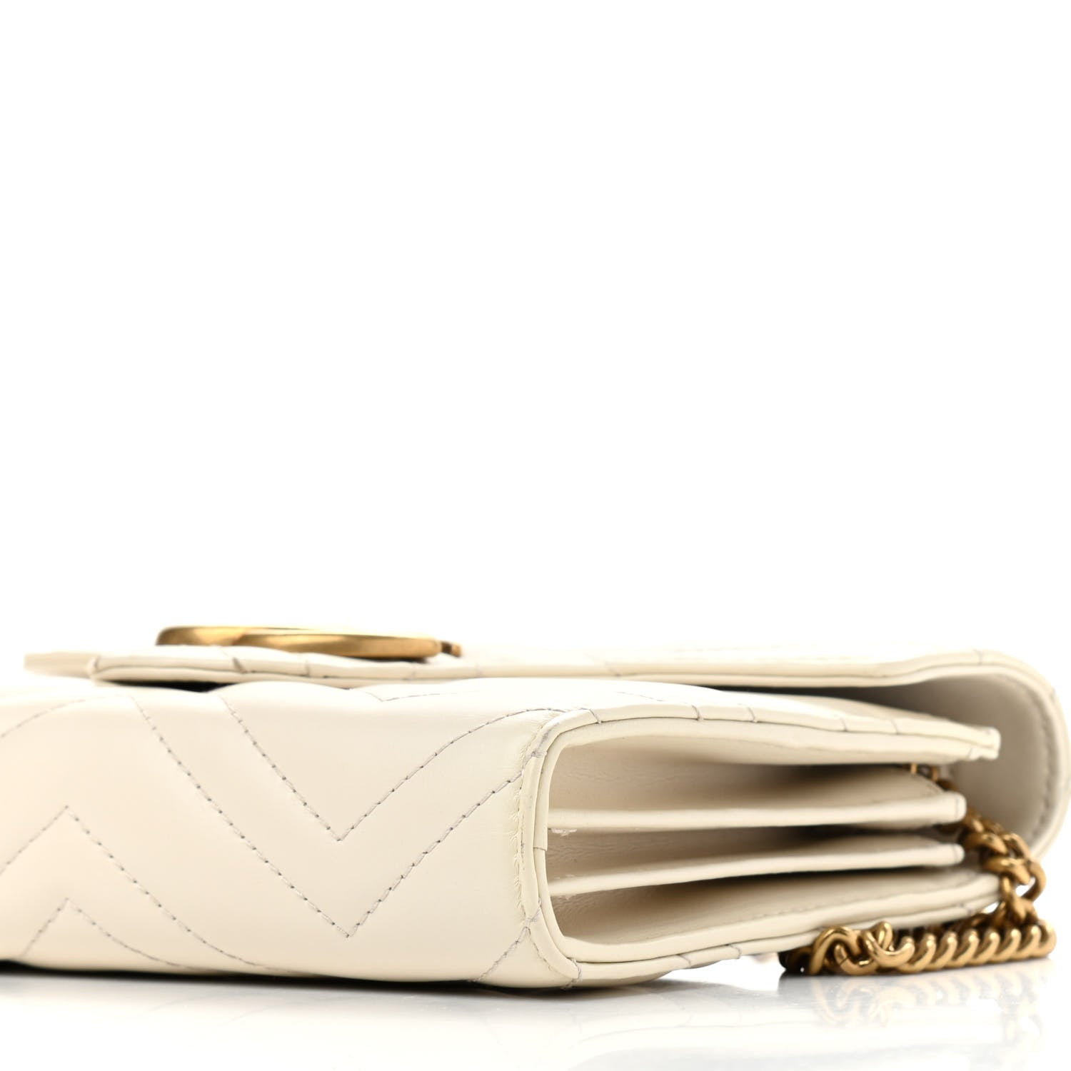 Gucci Calfskin Matelasse GG Marmont Chain Wallet Mystic White 9 of 10