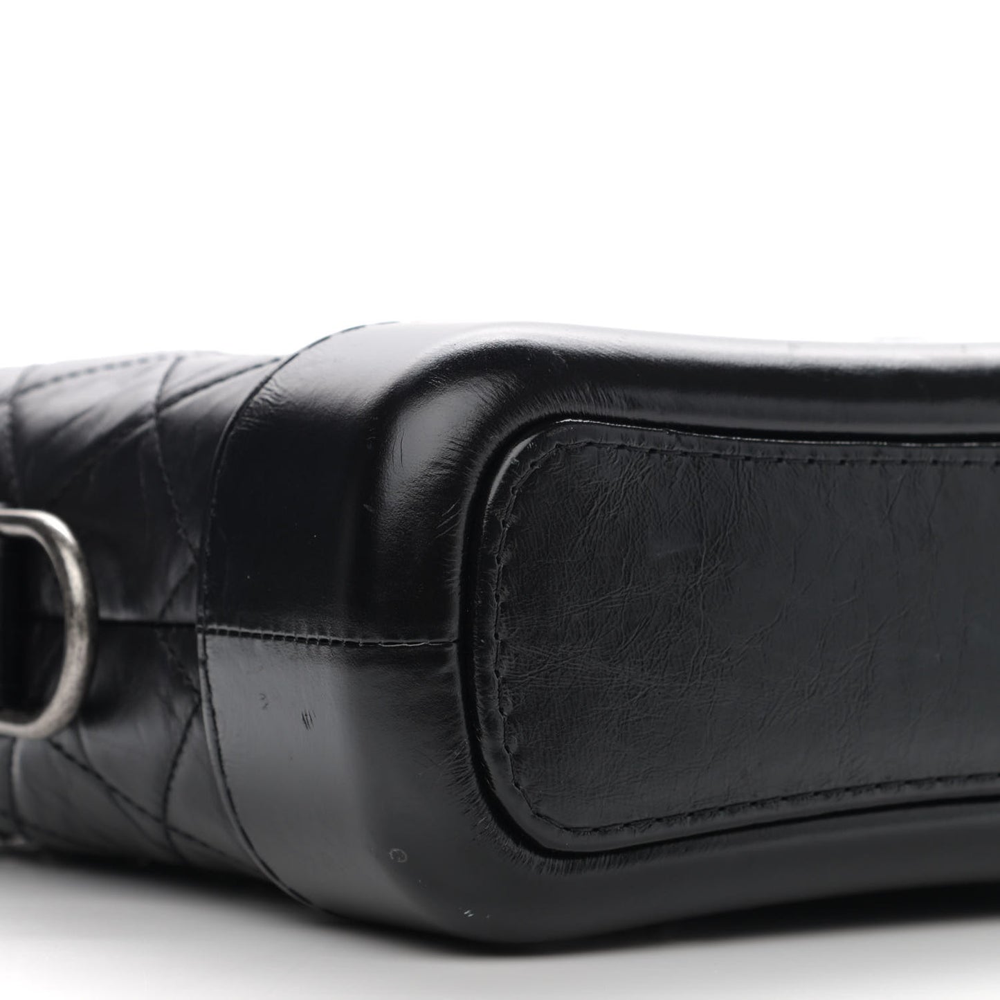 Aged Calfskin Quilted Small Gabrielle Hobo Black