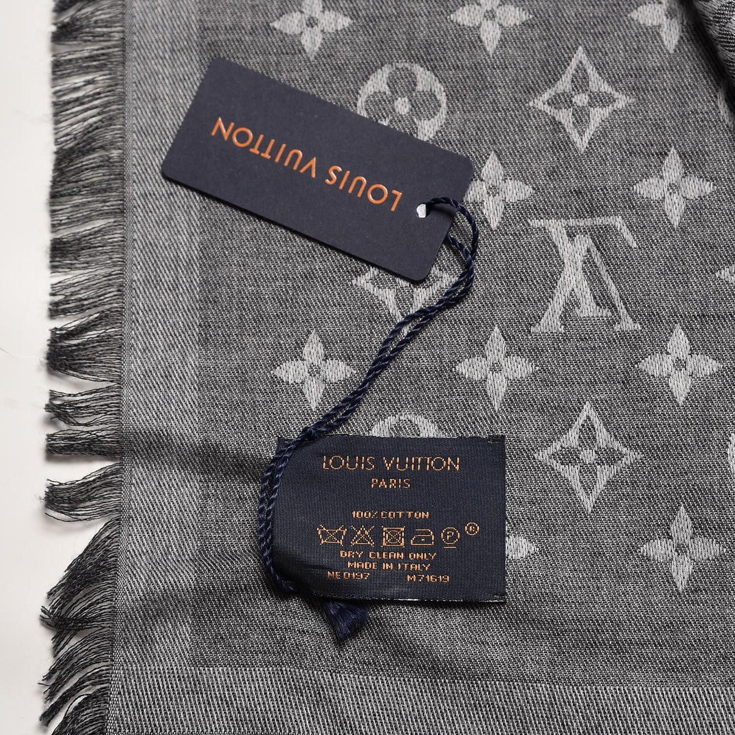 Cotton Monogram Essential Stole Gris