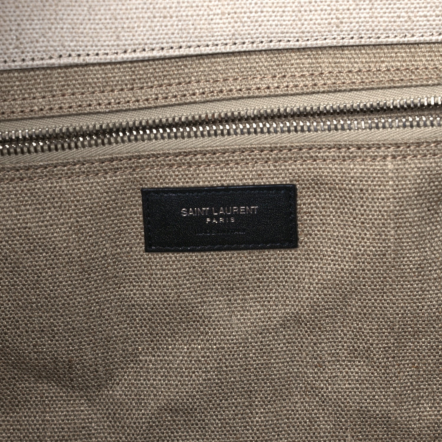 Saint Laurent Linen Calfskin Rive Gauche Tote Optic White 6 of 10