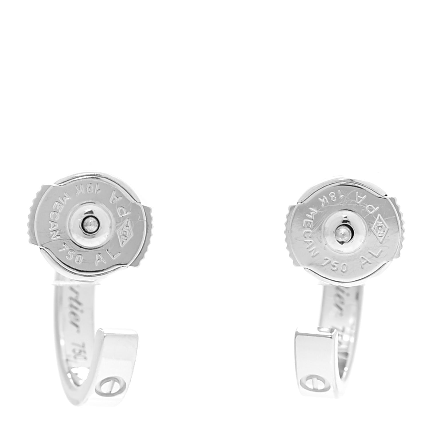 Cartier 18K White Gold Small LOVE Hoop Earrings 3 of 7