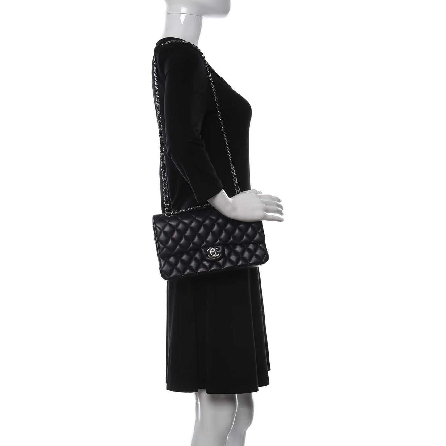 Lambskin Quilted Medium Double Flap Dark Navy