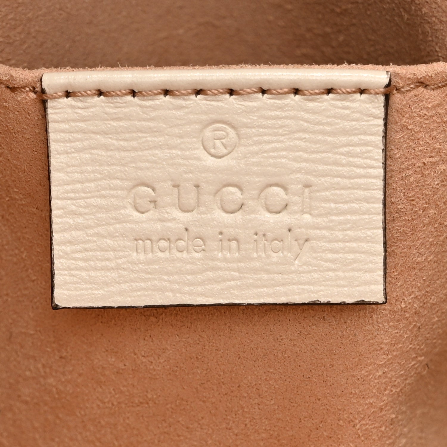 Gucci Monogram Textured Calfskin Horsebit 1955 Drawstring Bucket Bag Beige Mystic White 6 of 11