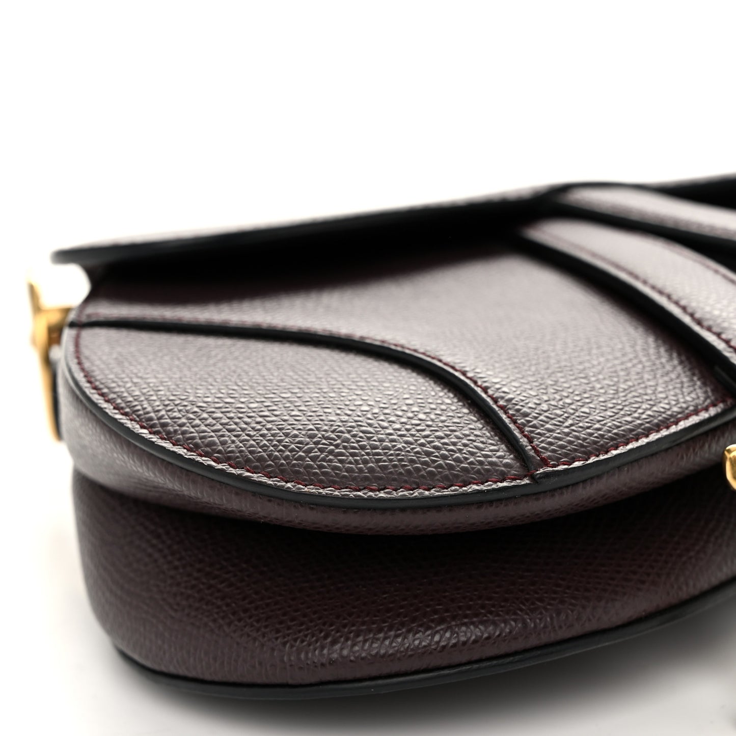 Grained Calfskin Mini Saddle Bag Plum