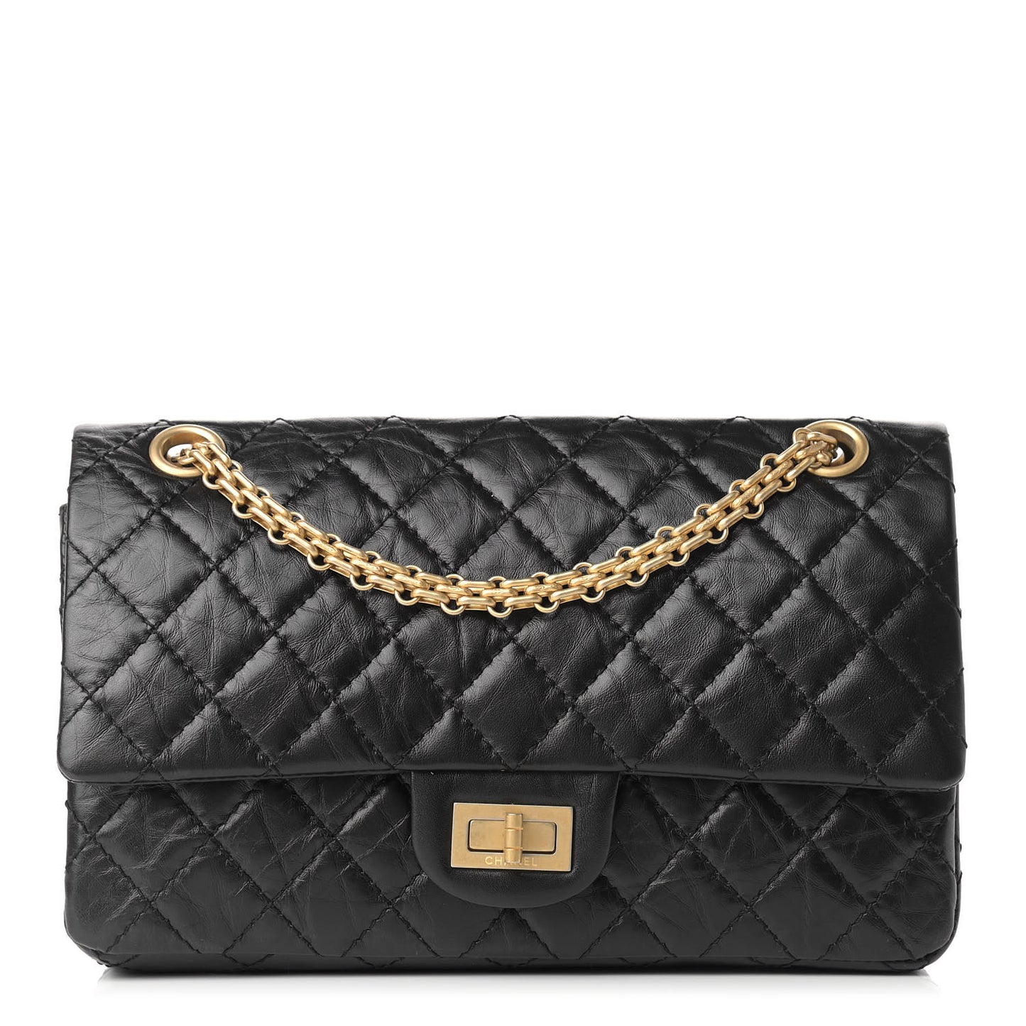 Aged Calfskin Quilted 2.55 Reissue 225 Flap Black