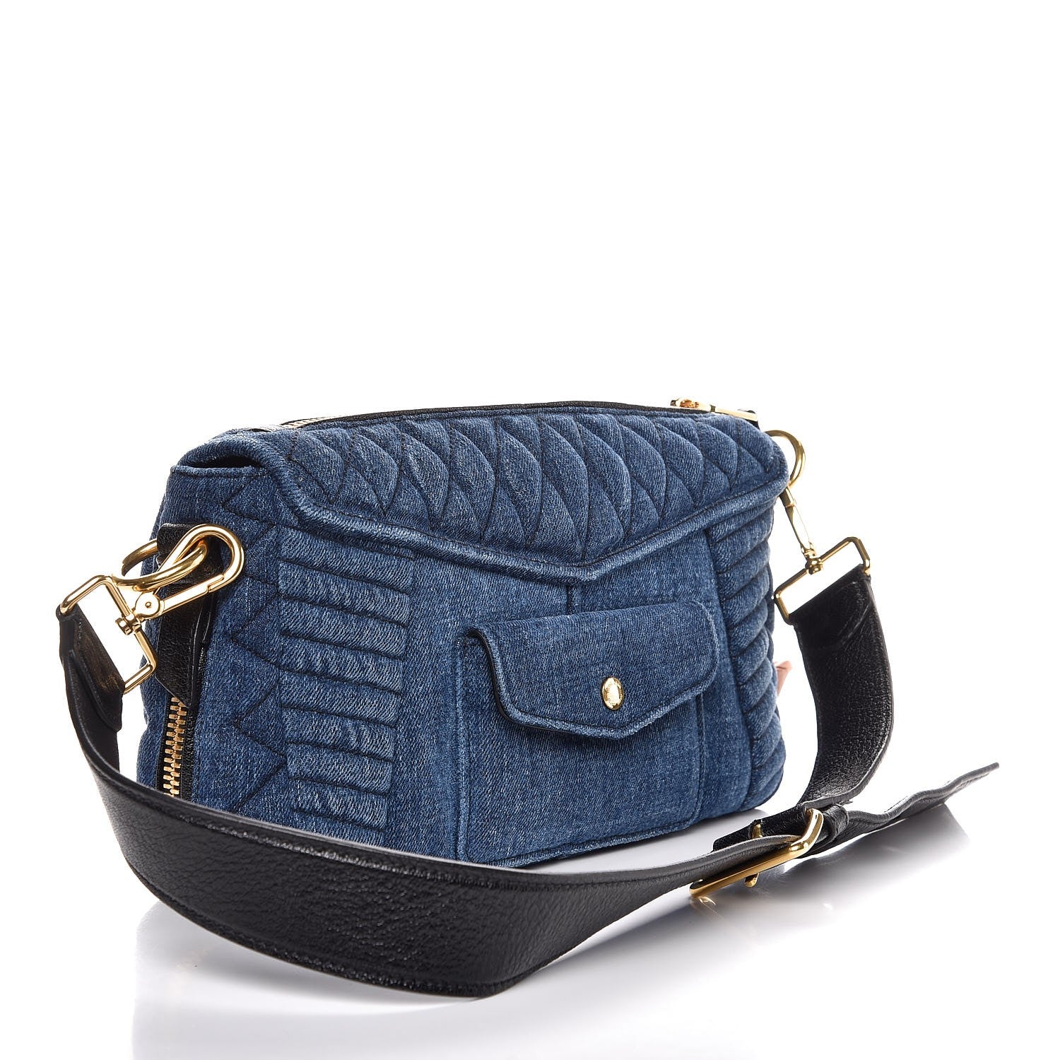 Miu Miu Denim Matelasse Biker Shoulder Bag Avio 3 of 6