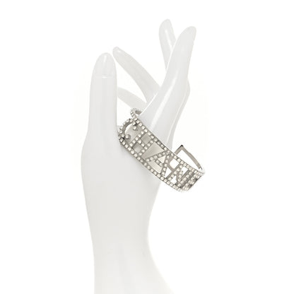 Chanel Crystal Logo Cuff L Silver 2 of 4