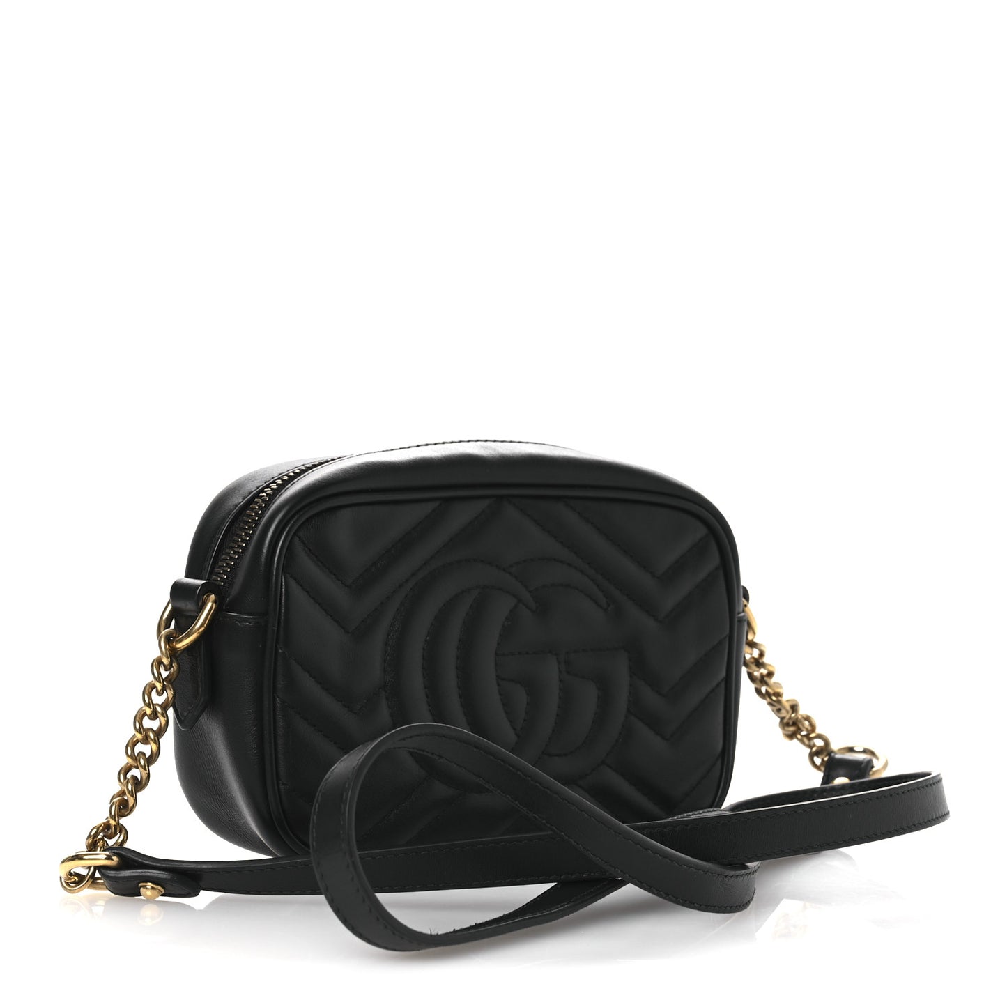Calfskin Matelasse Mini GG Marmont Chain Shoulder Bag Black