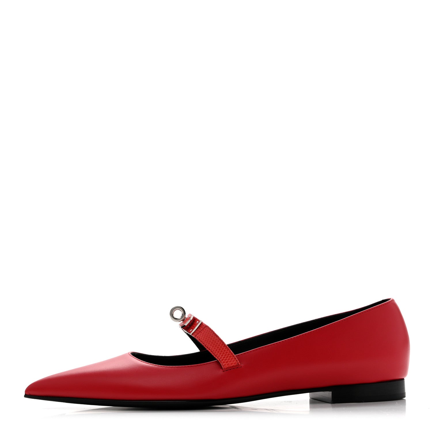 Hermes Lizard Calfskin Brillante Kelly Ballet Flat  38 Rouge Vif 1 of 11