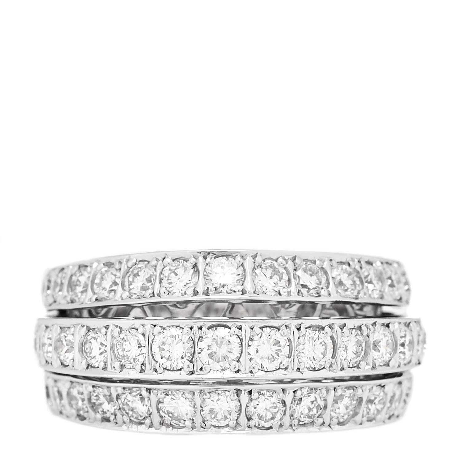 Parker & West by FASHIONPHILE 18K White Gold Diamond 2.45ctw Three-Row Ring 56 7.5 1 of 9