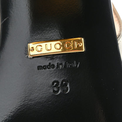 Gucci Malaga Kid Horsebit 75mm Slingback Pumps 39 Mystic White 6 of 8