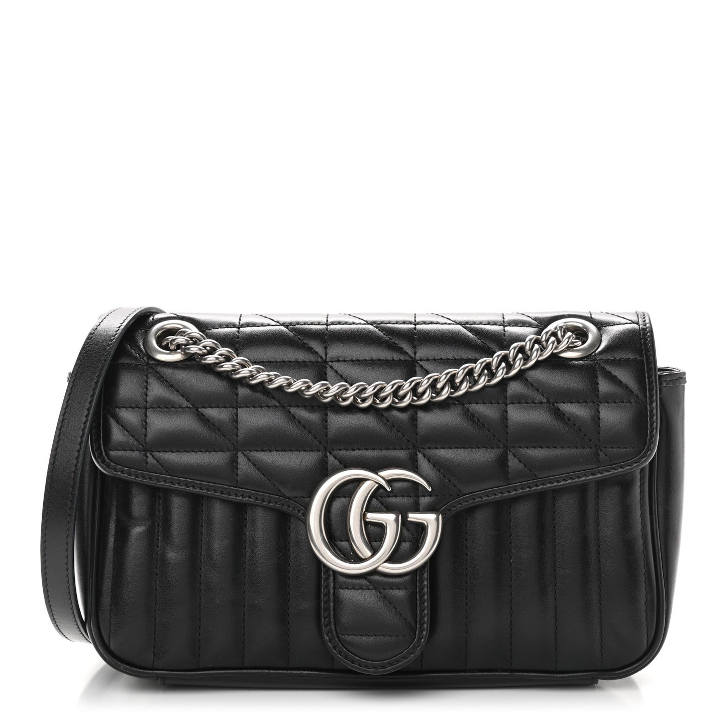 Calfskin Matelasse Aria Small GG Marmont Shoulder Bag Black