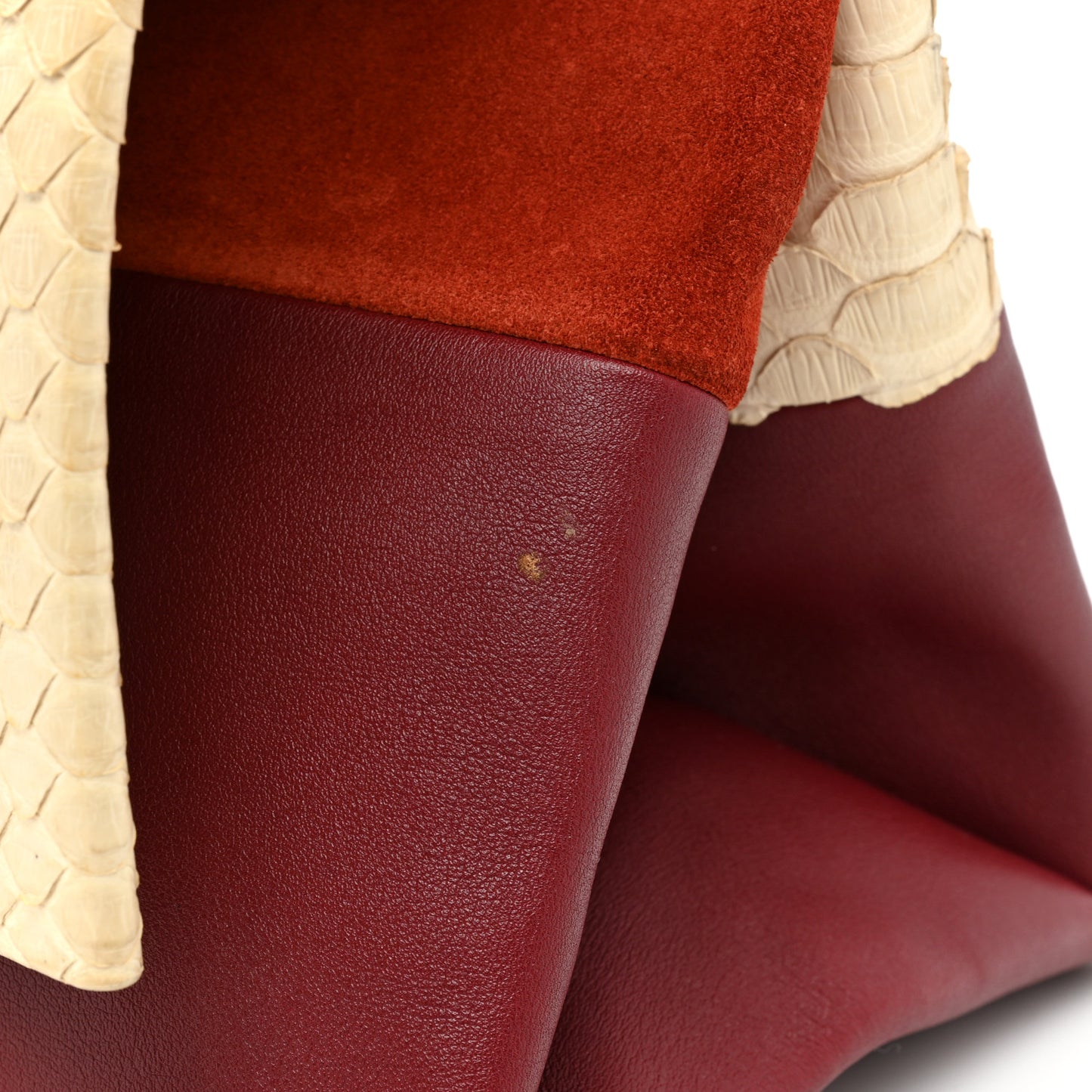 Python Calfskin All Soft Shoulder Bag Burgundy