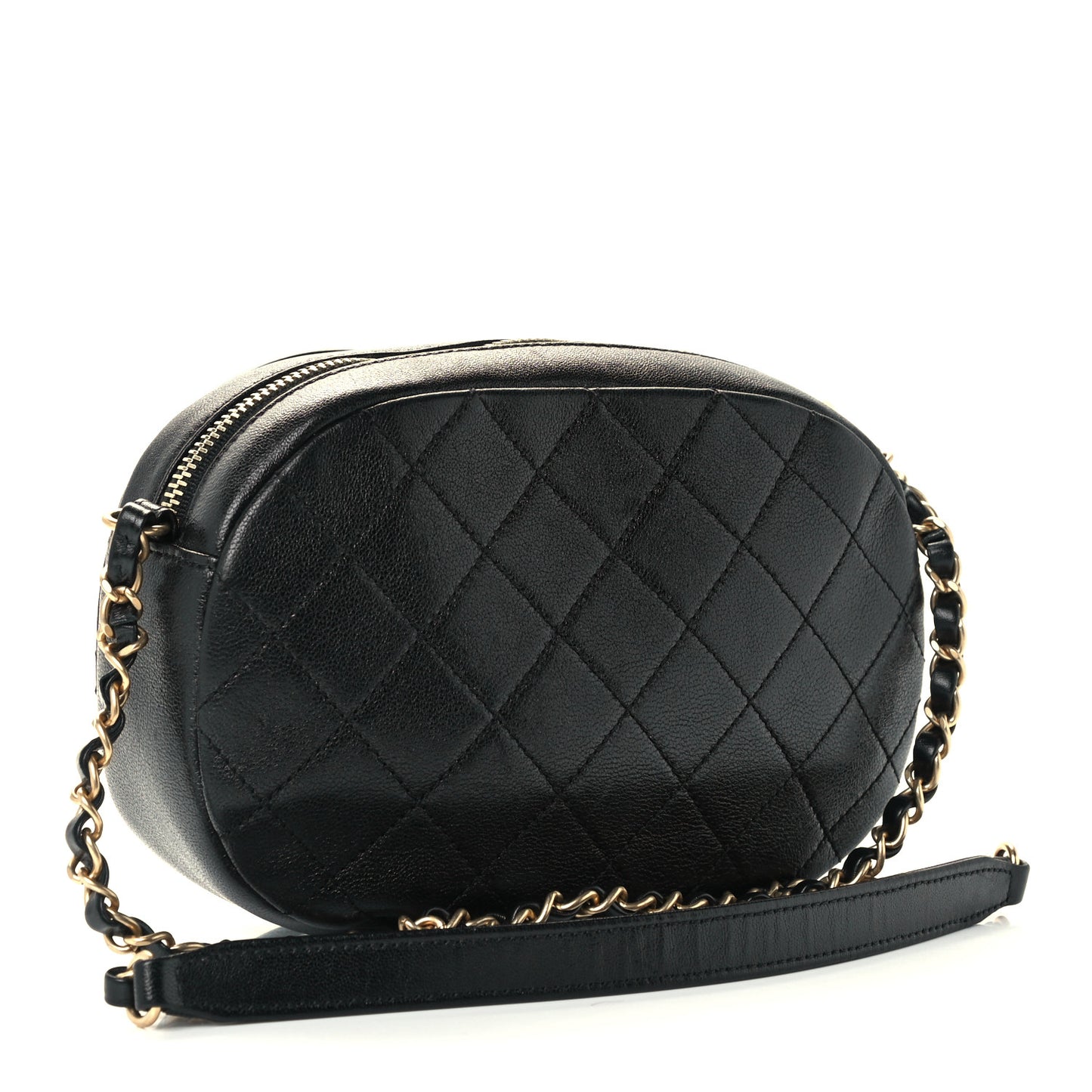 Lambskin Quilted Coco Midnight Camera Case Black
