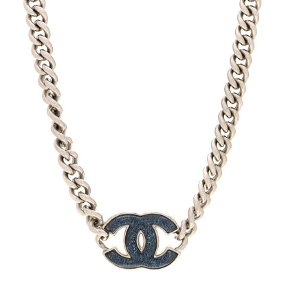 Chanel Enamel CC Chain Choker Silver Blue 1 of 5