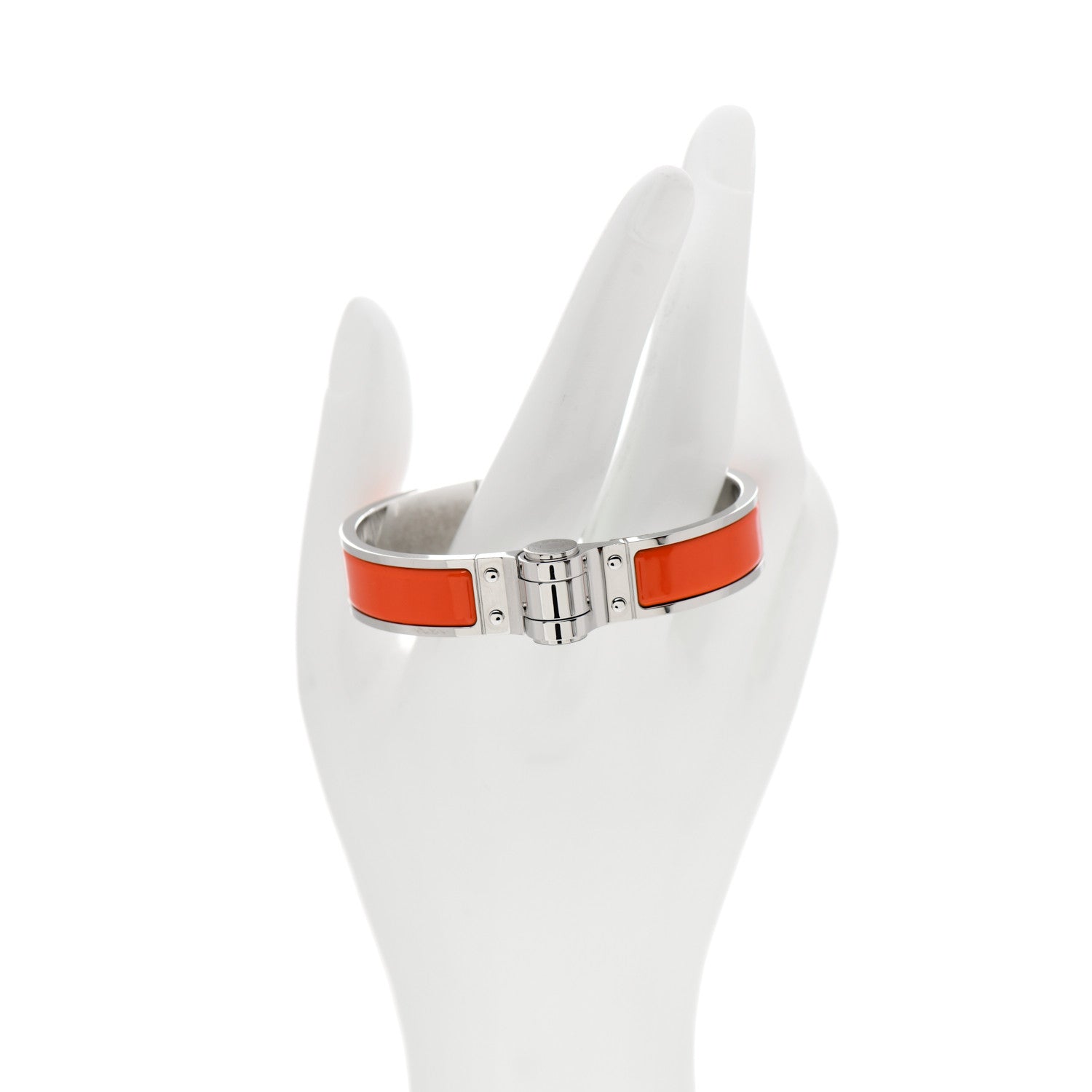 Hermes Enamel Charniere Uni Narrow Hinged Bracelet S Orange Fruite 2 of 6