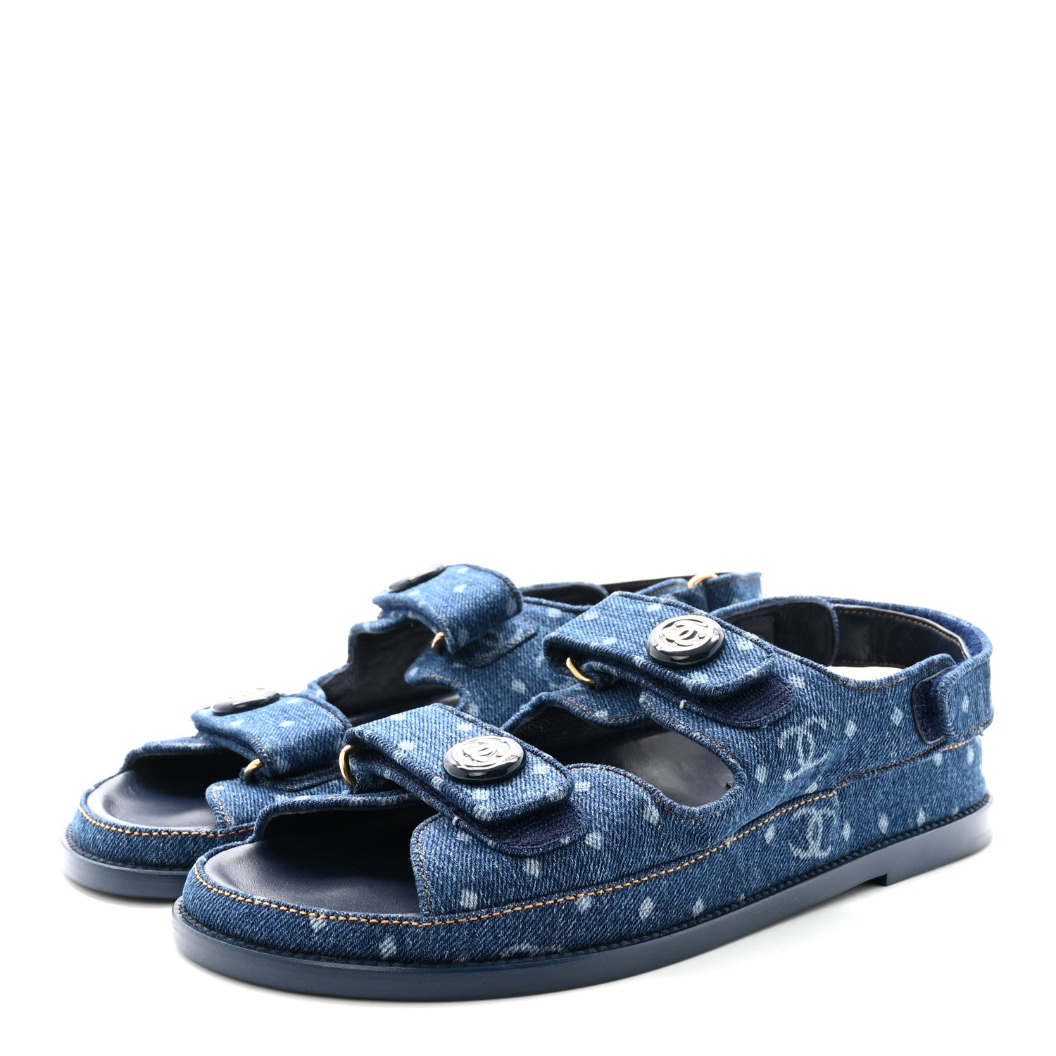 Chanel Printed Denim CC Dad Sandals 40 Dark Blue 4 of 10