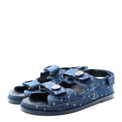Chanel Printed Denim CC Dad Sandals 40 Dark Blue 4 of 10