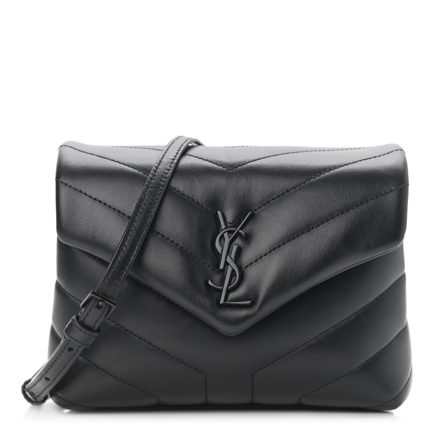 Saint Laurent Calfskin Y Quilted Monogram Toy Loulou Crossbody Bag Black 1 of 10