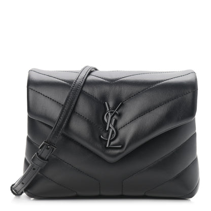 Saint Laurent Calfskin Y Quilted Monogram Toy Loulou Crossbody Bag Black 1 of 10