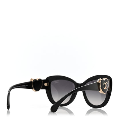 Chanel Acetate Enamel Heart Butterfly Sunglasses 5517 Black 4 of 8