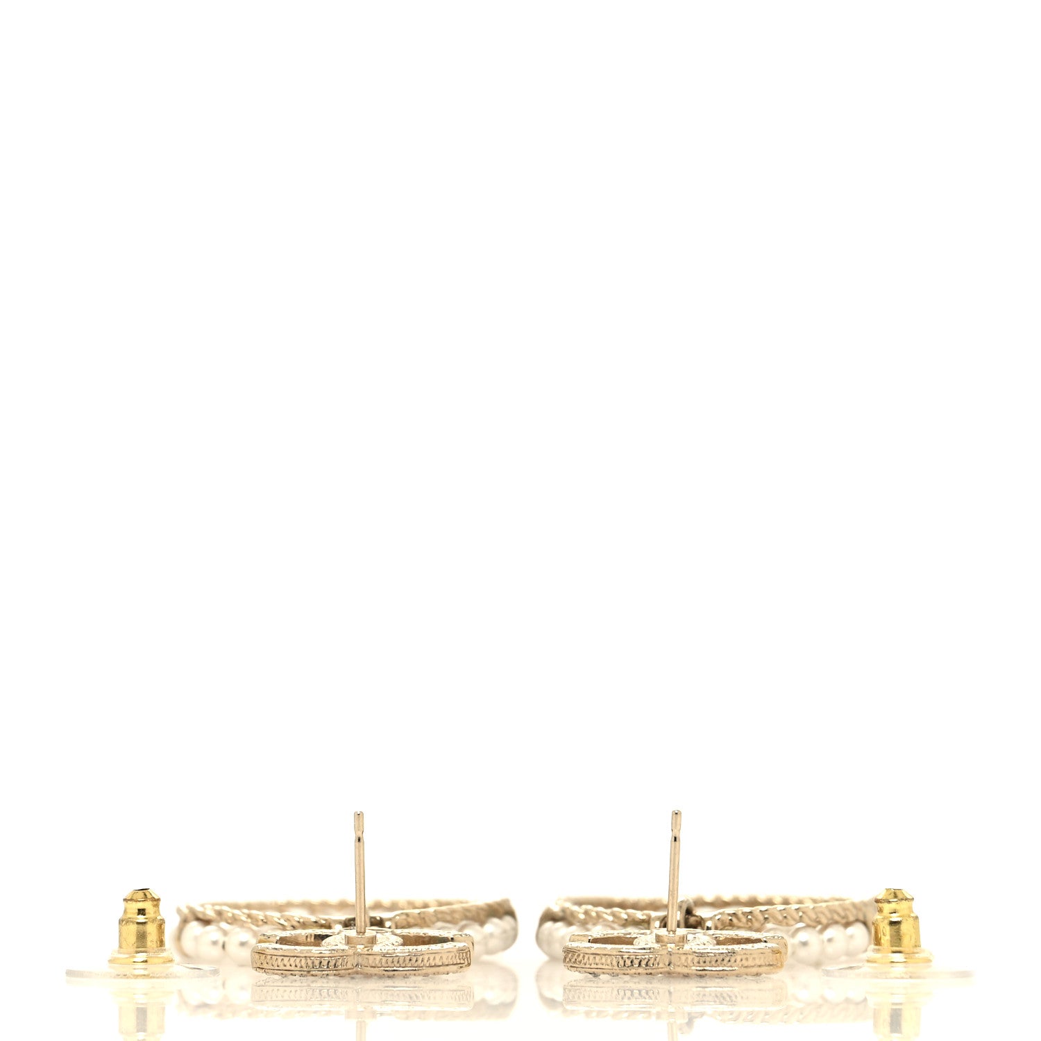 Chanel Crystal Pearl Chanel Charms CC Drop Earrings Gold 3 of 4