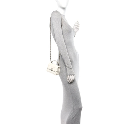 Chanel Caviar Quilted Pick Me Up Clutch With Chain White 2 of 11