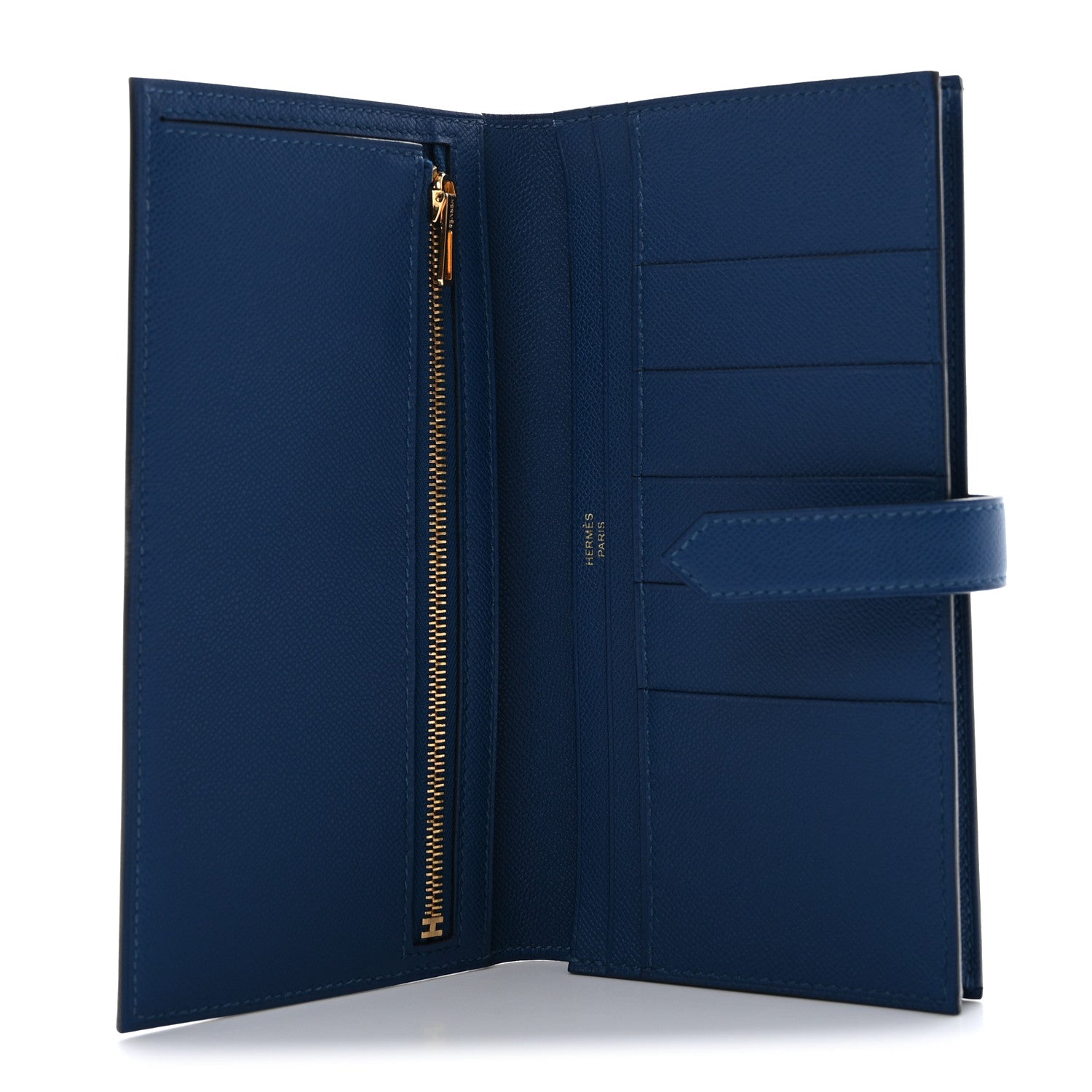 Hermes Grained Monsieur Bearn Gusset Wallet Bleu de Prusse 5 of 8