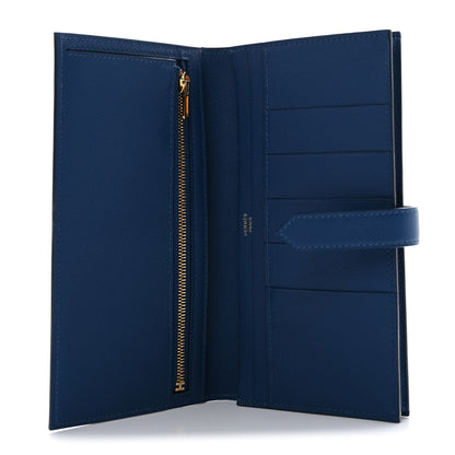 Hermes Grained Monsieur Bearn Gusset Wallet Bleu de Prusse 5 of 8