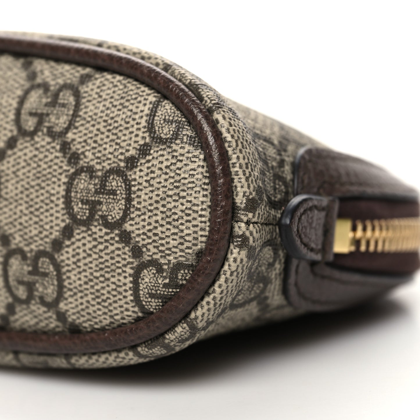 GG Supreme Monogram Textured Calfskin Web Medium Ophidia Cosmetic Case Beige Ebony New Acero