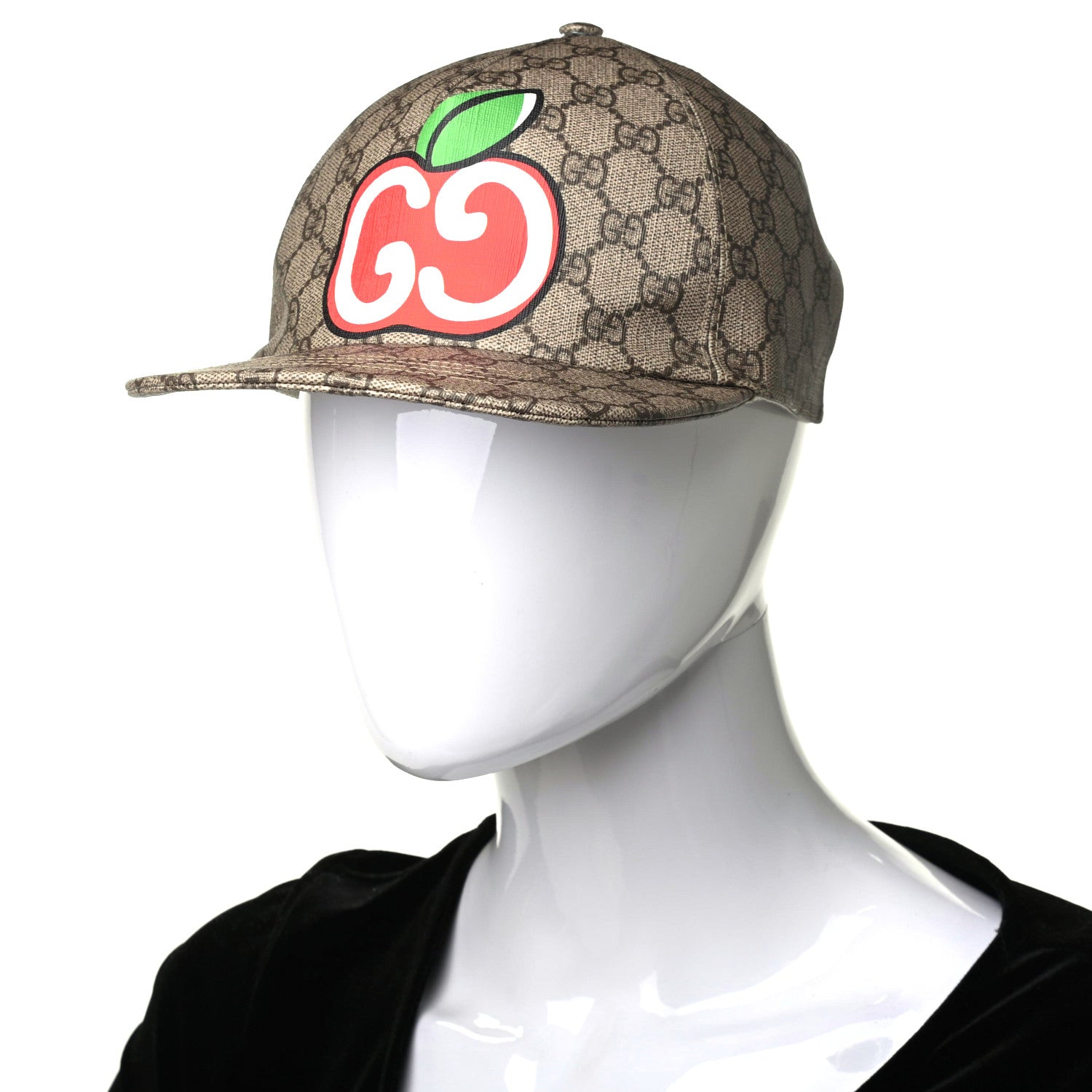 Gucci GG Supreme Monogram Apple Print Baseball Hat M Beige Red 2 of 8