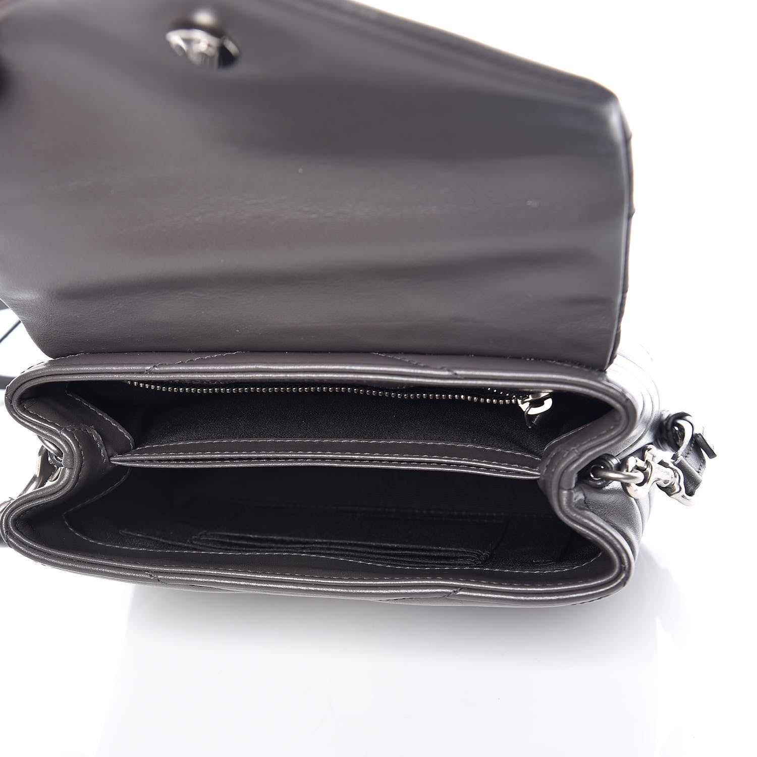 Saint Laurent Calfskin Y Quilted Monogram Toy Loulou Crossbody Bag Asphalt 5 of 12