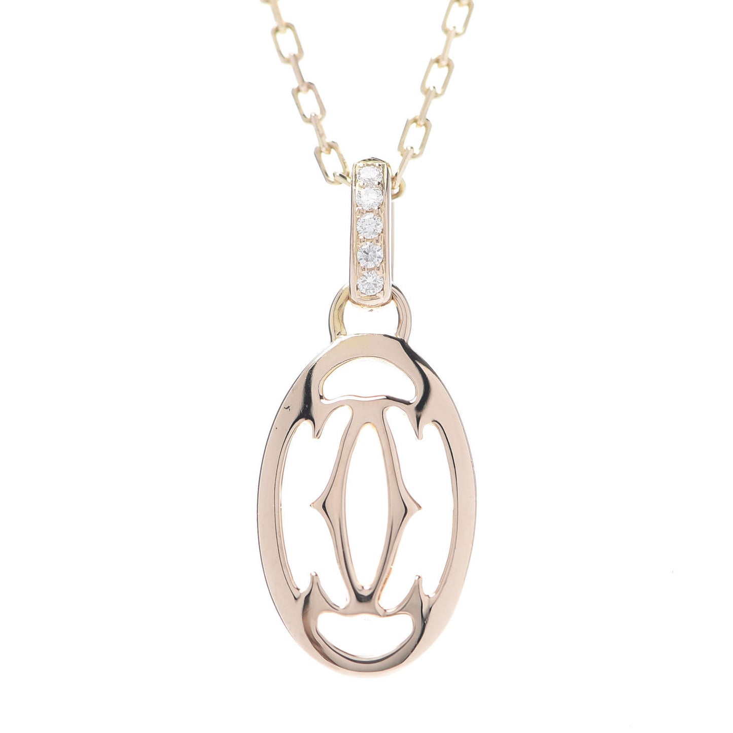 18K Pink Gold Diamond Logo Pendant Necklace