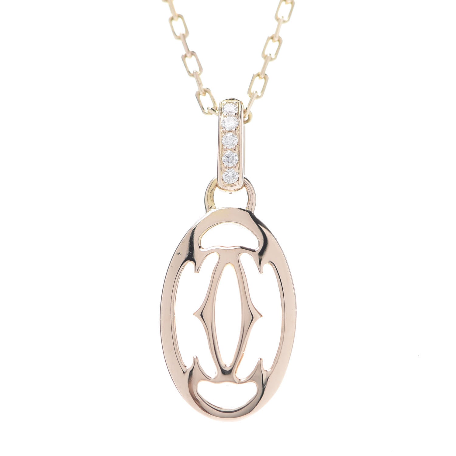 Cartier 18K Pink Gold Diamond Logo Pendant Necklace 4 of 7