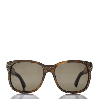 Gucci Rhinestone Acetate Square Sunglasses GG0047S Tortoise 2 of 8