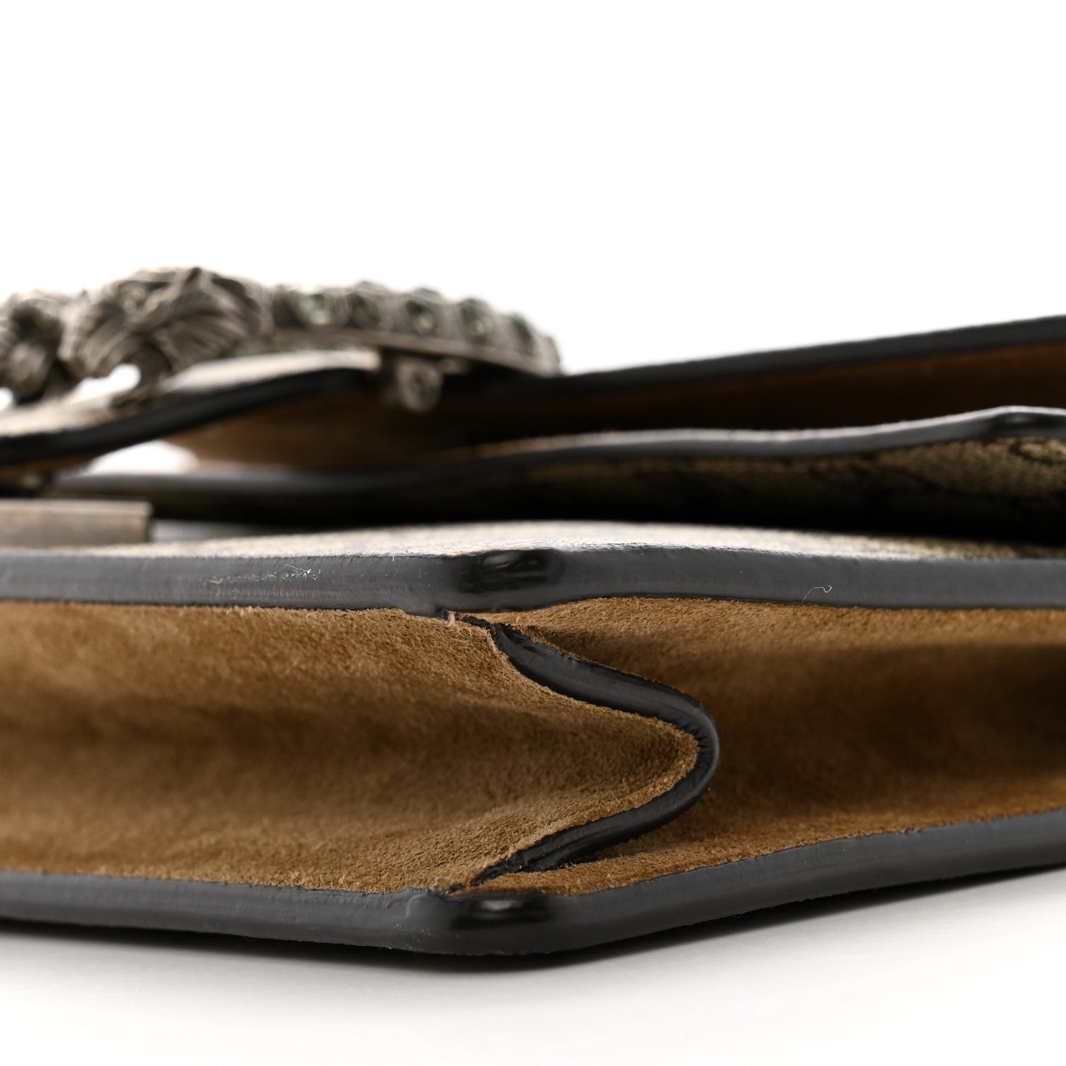 Gucci GG Supreme Monogram Suede Crystal Small Dionysus Shoulder Bag Beige Ebony Taupe 10 of 13