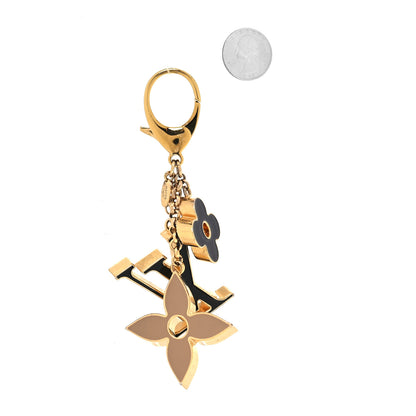 Louis Vuitton Metal Enamel Fleur De Monogram Bag Charm Dore 2 of 4