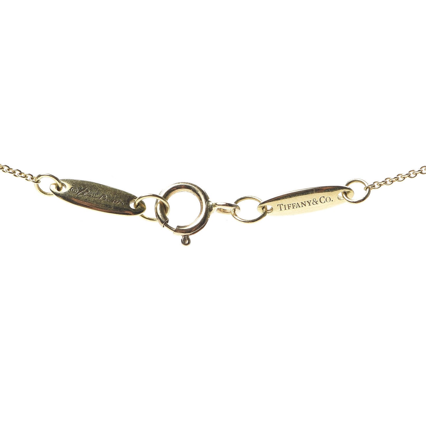 18K Yellow Gold Green Jade 9mm Elsa Peretti Bean Pendant Necklace