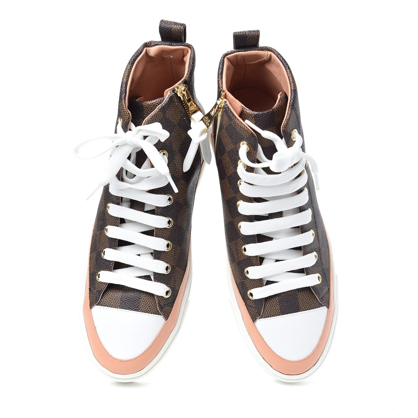 Damier Ebene Stellar High Top Sneakers 38 Venus Pink
