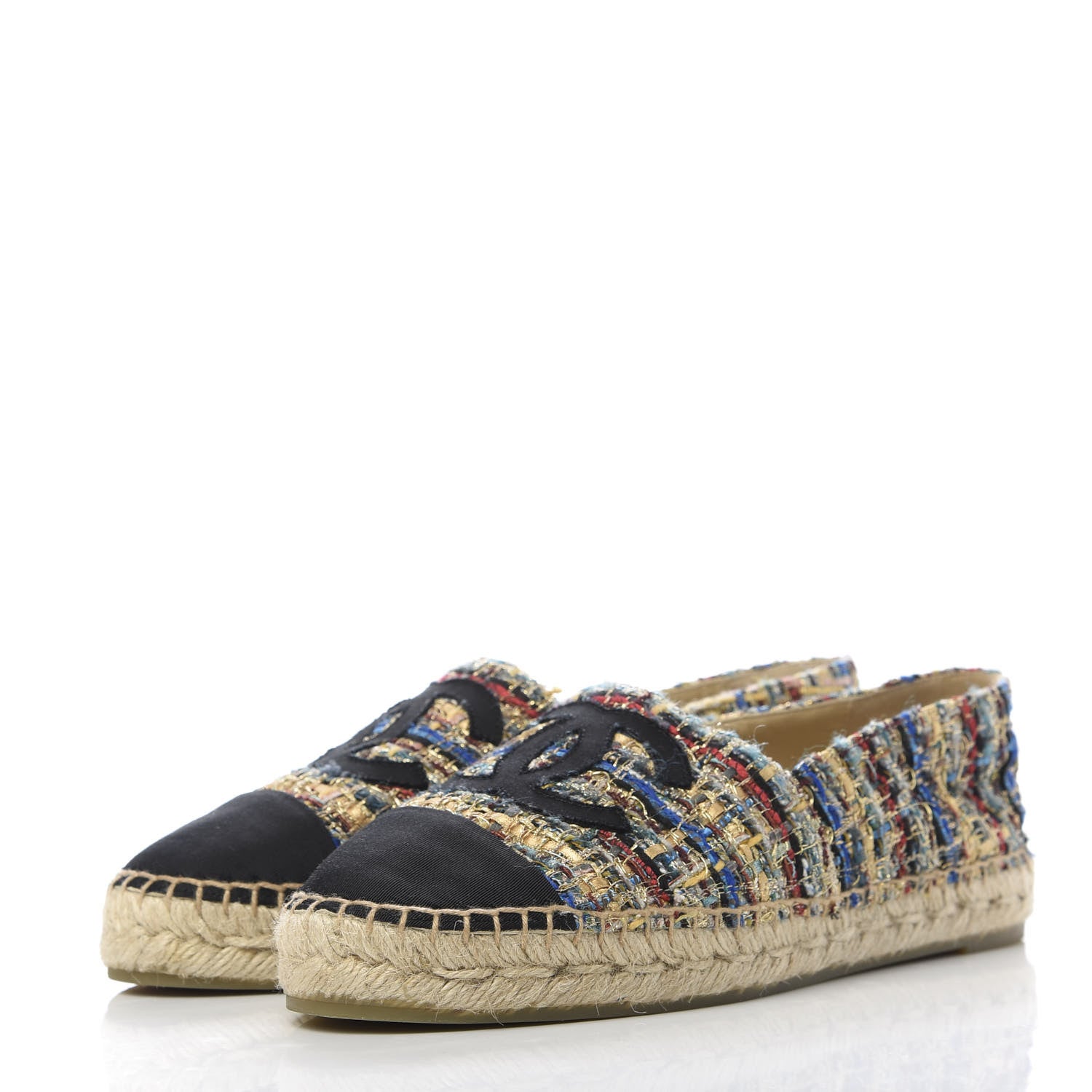 Chanel Tweed Grosgrain CC Espadrilles 39 Multicolor 3 of 9