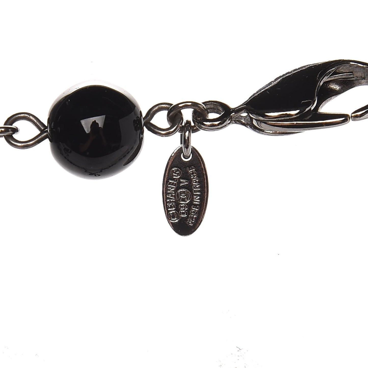 Ruthenium Pearl Bead CC Long Necklace Black