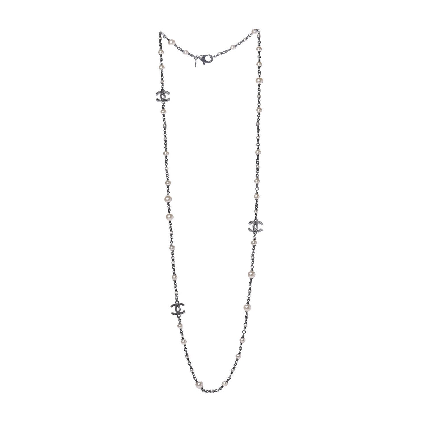 Ruthenium Pearl CC Long Necklace