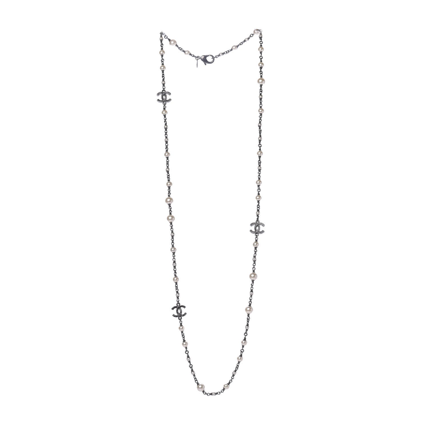 Chanel Ruthenium Pearl CC Long Necklace 3 of 8